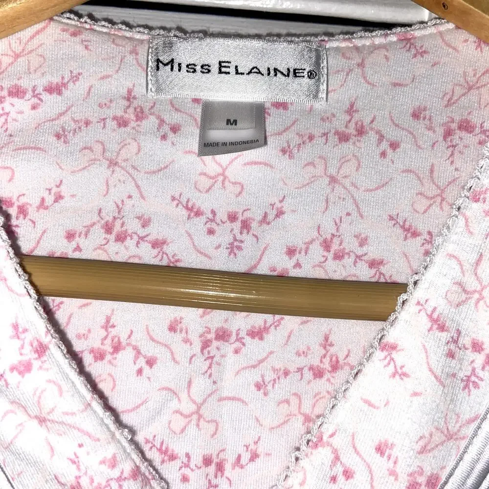 Miss Elaine Gown Women Size Medium Zipper Front Cotton Floral !